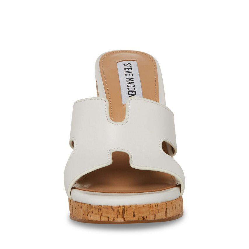 White Steve Madden Mayson Leather Women's Wedges | PH 4709QHB